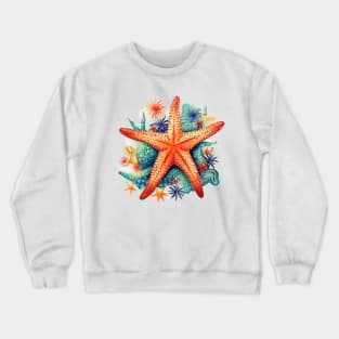 Orange Starfish Crewneck Sweatshirt